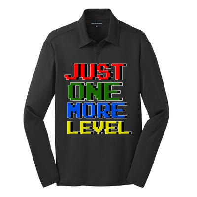 Just One More Level Funny Video Gamer Silk Touch Performance Long Sleeve Polo