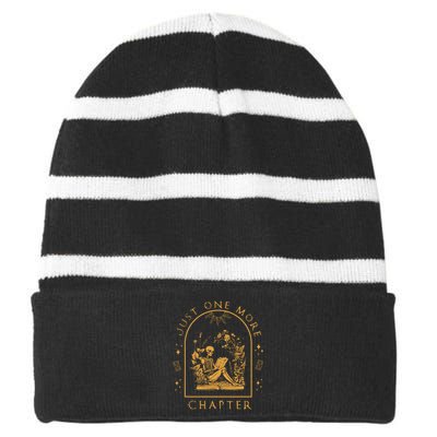 Just One More Chapter Vintage Skeleton Reading Book Reader Striped Beanie with Solid Band