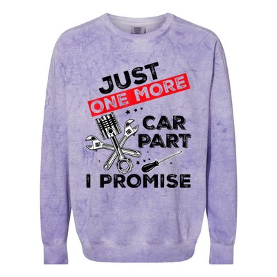 Just One More Car Part I Promise Piston Mechanic Garage Colorblast Crewneck Sweatshirt