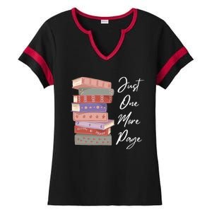 Just One More Page Book Reading Novels Funny Books Ladies Halftime Notch Neck Tee