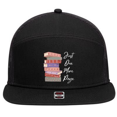 Just One More Page Book Reading Novels Funny Books 7 Panel Mesh Trucker Snapback Hat