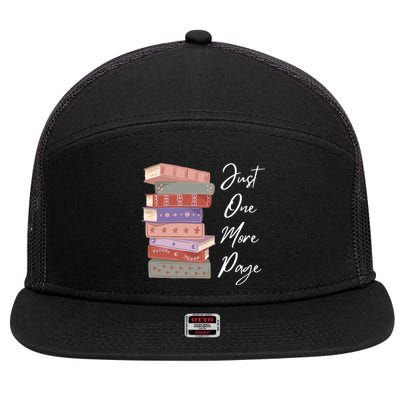 Just One More Page Book Reading Novels Funny Books 7 Panel Mesh Trucker Snapback Hat