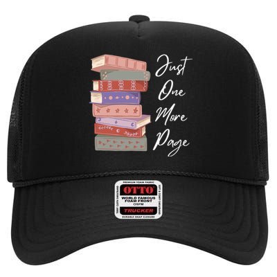 Just One More Page Book Reading Novels Funny Books High Crown Mesh Back Trucker Hat