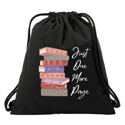 Just One More Page Book Reading Novels Funny Books Drawstring Bag