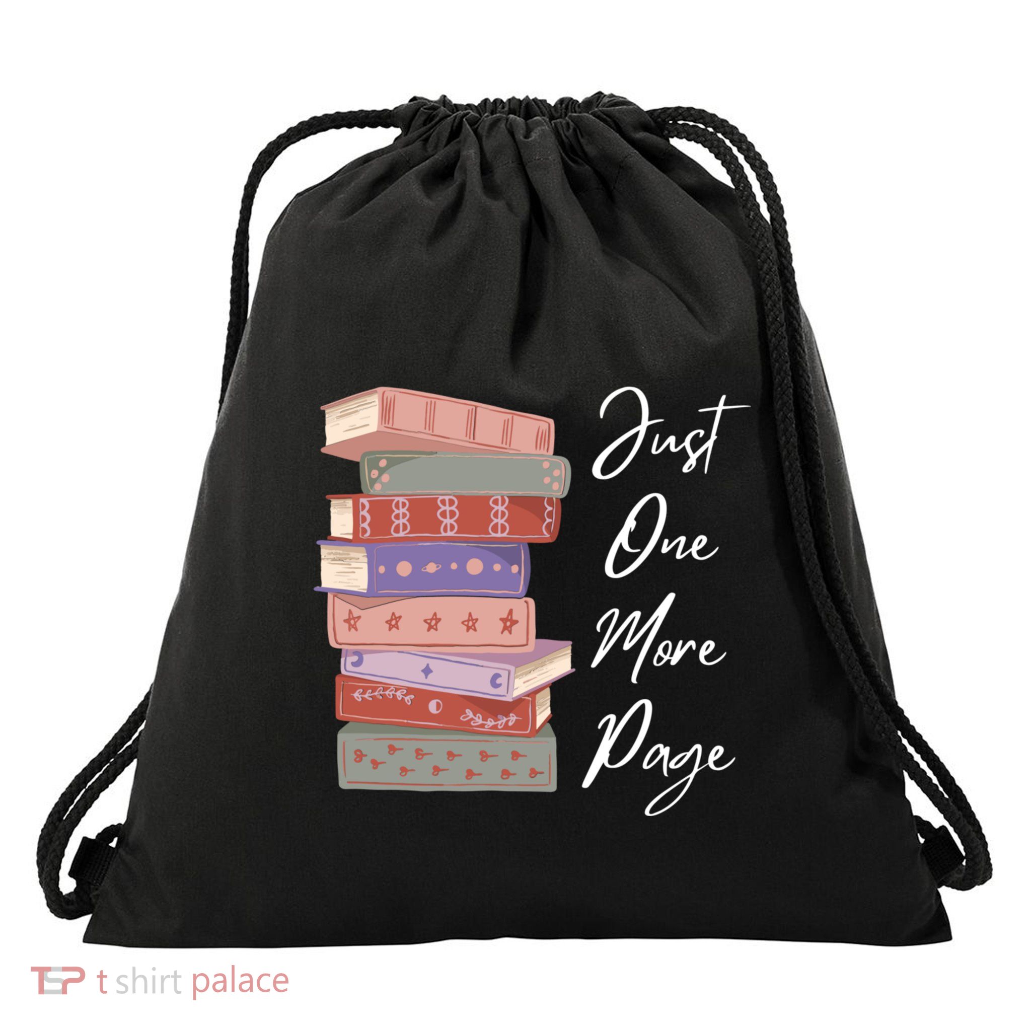 Just One More Page Book Reading Novels Funny Books Drawstring Bag