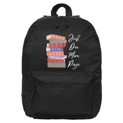 Just One More Page Book Reading Novels Funny Books 16 in Basic Backpack