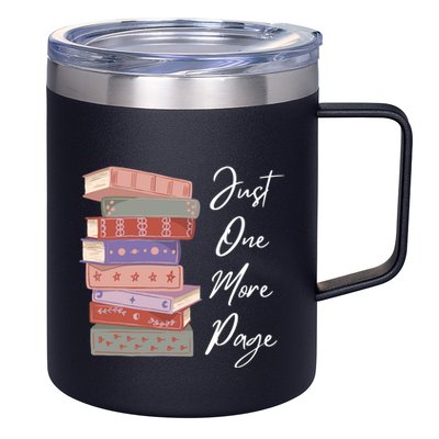 Just One More Page Book Reading Novels Funny Books 12oz Stainless Steel Coffee Mug