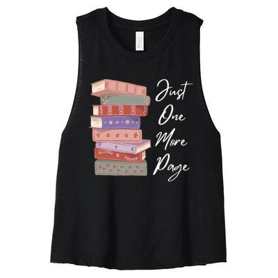 Just One More Page Book Reading Novels Funny Books Women's Racerback Cropped Tank