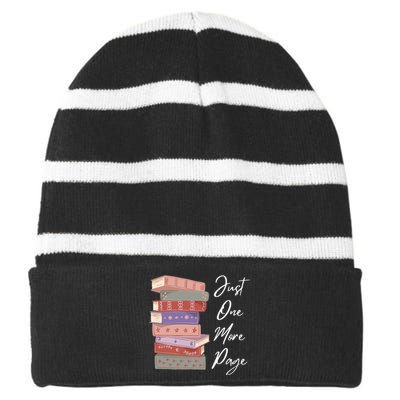 Just One More Page Book Reading Novels Funny Books Striped Beanie with Solid Band