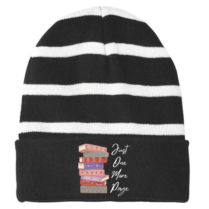 Just One More Page Book Reading Novels Funny Books Striped Beanie with Solid Band