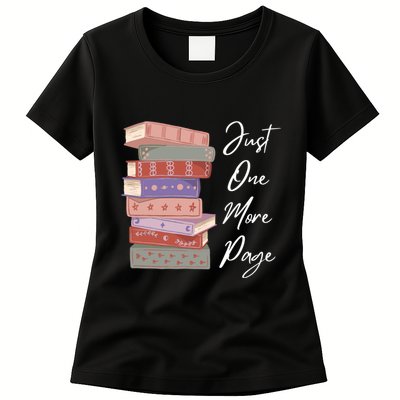 Just One More Page Book Reading Novels Funny Books Womens T-Shirt