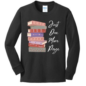 Just One More Page Book Reading Novels Funny Books Kids Long Sleeve Shirt