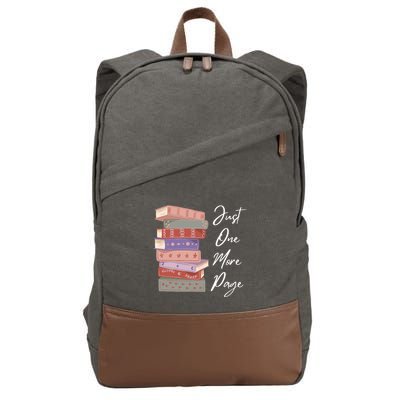 Just One More Page Book Reading Novels Funny Books Cotton Canvas Backpack