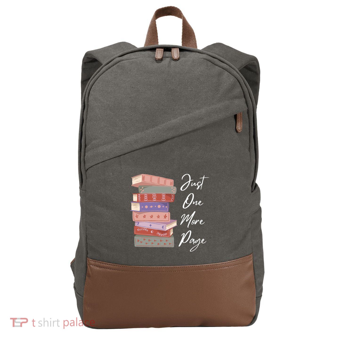 Just One More Page Book Reading Novels Funny Books Cotton Canvas Backpack