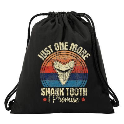 Just One More Shark Tooth I Promise Retro Fossil Drawstring Bag