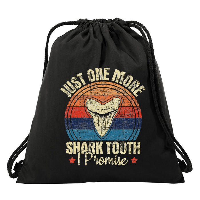Just One More Shark Tooth I Promise Retro Fossil Drawstring Bag