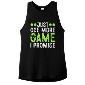 Just One More Game I Promise Pickleball Gift For Pickleball Fans Ladies PosiCharge Tri-Blend Wicking Tank