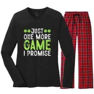 Just One More Game I Promise Pickleball Gift For Pickleball Fans Women's Long Sleeve Flannel Pajama Set 