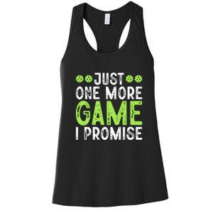 Just One More Game I Promise Pickleball Gift For Pickleball Fans Women's Racerback Tank