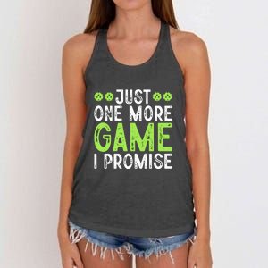 Just One More Game I Promise Pickleball Gift For Pickleball Fans Women's Knotted Racerback Tank