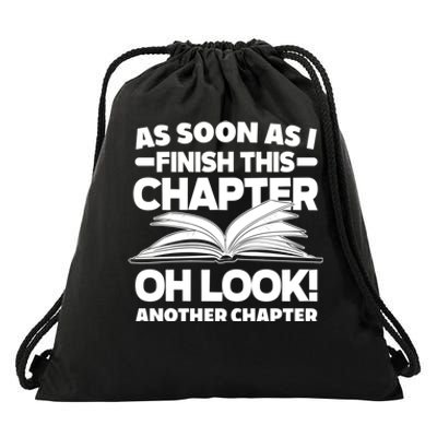 Just One More Chapter Funny Bookworm Gift Drawstring Bag