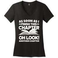 Just One More Chapter Funny Bookworm Gift Women's V-Neck T-Shirt