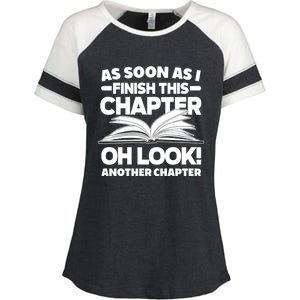 Just One More Chapter Funny Bookworm Gift Enza Ladies Jersey Colorblock Tee