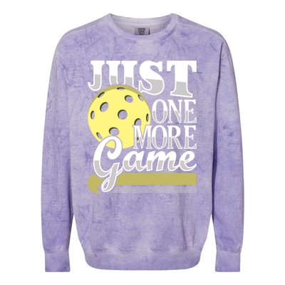 Just One More Game Funny Pickleball Player Paddleball Colorblast Crewneck Sweatshirt