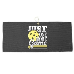 Just One More Game Funny Pickleball Player Paddleball Large Microfiber Waffle Golf Towel