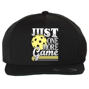 Just One More Game Funny Pickleball Player Paddleball Wool Snapback Cap