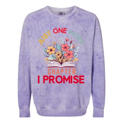 Just One More Chapter I Promise Funny Book Lover Worm Colorblast Crewneck Sweatshirt