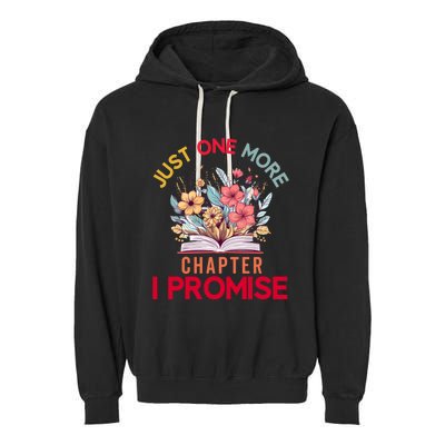 Just One More Chapter I Promise Funny Book Lover Worm Garment-Dyed Fleece Hoodie