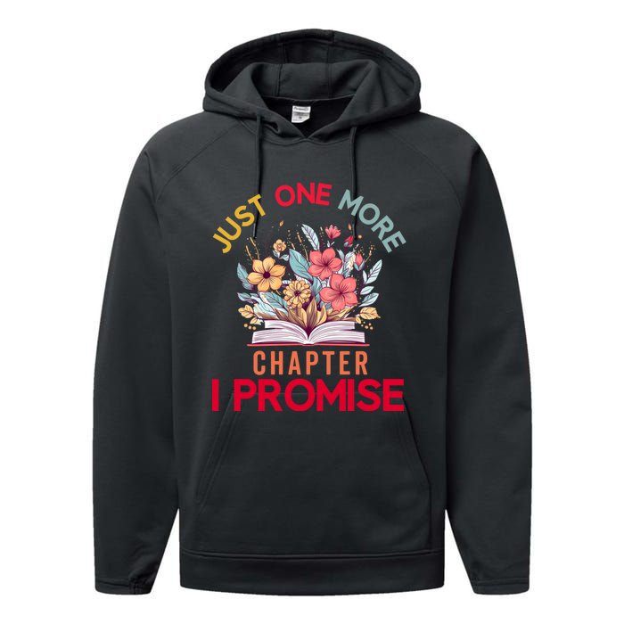 Just One More Chapter I Promise Funny Book Lover Worm Performance Fleece Hoodie