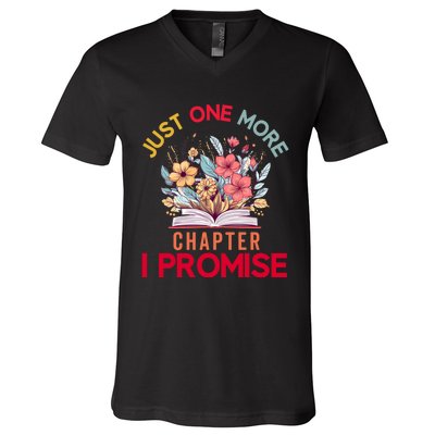 Just One More Chapter I Promise Funny Book Lover Worm V-Neck T-Shirt