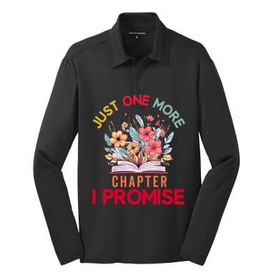 Just One More Chapter I Promise Funny Book Lover Worm Silk Touch Performance Long Sleeve Polo