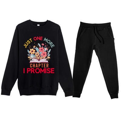 Just One More Chapter I Promise Funny Book Lover Worm Premium Crewneck Sweatsuit Set