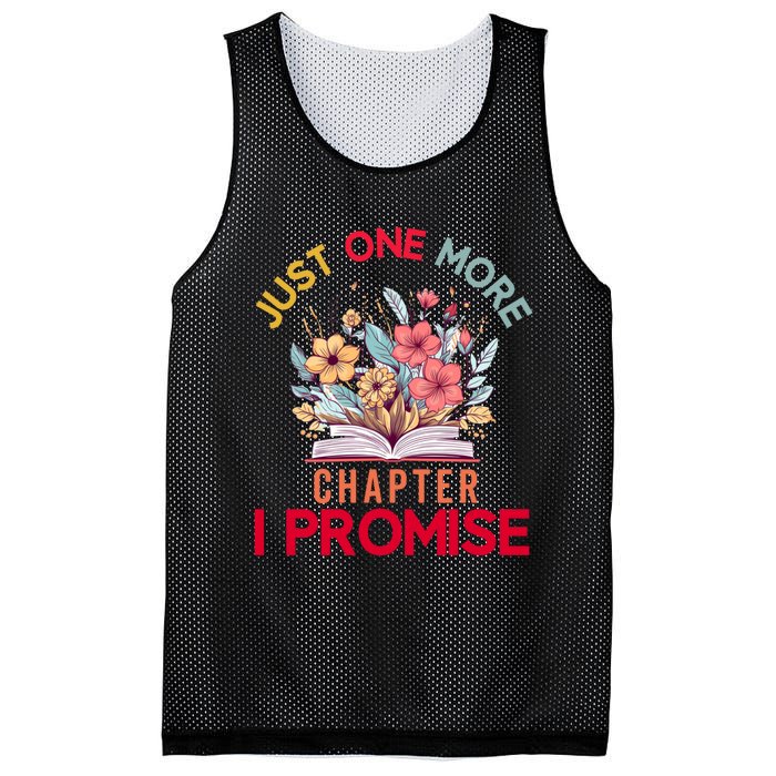 Just One More Chapter I Promise Funny Book Lover Worm Mesh Reversible Basketball Jersey Tank