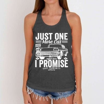 Just One More Car I Promise Funny Present For Car Women's Knotted Racerback Tank