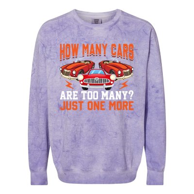 Just One More Car Vintage Classic Car Lovers Dad Grandpa Fun Cute Gift Colorblast Crewneck Sweatshirt