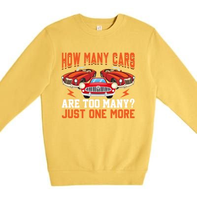 Just One More Car Vintage Classic Car Lovers Dad Grandpa Fun Cute Gift Premium Crewneck Sweatshirt