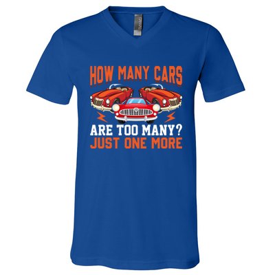 Just One More Car Vintage Classic Car Lovers Dad Grandpa Fun Cute Gift V-Neck T-Shirt