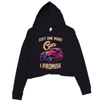 Just One More Car I Promise Vintage Classic Old Cars Crop Fleece Hoodie