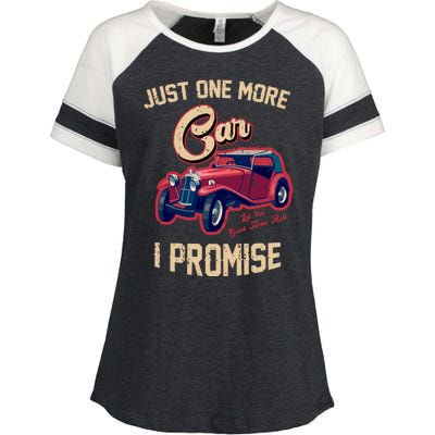 Just One More Car I Promise Vintage Classic Old Cars Enza Ladies Jersey Colorblock Tee