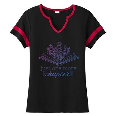 Just One More Chapter Book And Flowers Gift Ladies Halftime Notch Neck Tee