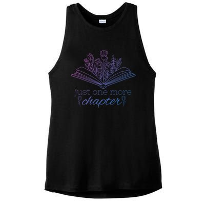 Just One More Chapter Book And Flowers Gift Ladies PosiCharge Tri-Blend Wicking Tank