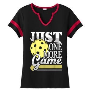 Just One More Game Funny Pickleball Player Paddleball Ladies Halftime Notch Neck Tee