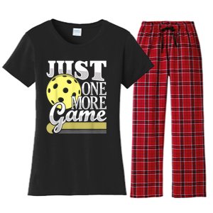 Just One More Game Funny Pickleball Player Paddleball Women's Flannel Pajama Set