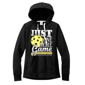 Just One More Game Funny Pickleball Player Paddleball Women's Fleece Hoodie