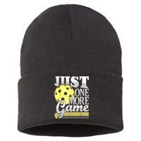 Just One More Game Funny Pickleball Player Paddleball Sustainable Knit Beanie