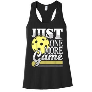 Just One More Game Funny Pickleball Player Paddleball Women's Racerback Tank